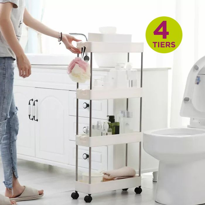 Slim Movable Storage Rack 4 Tier