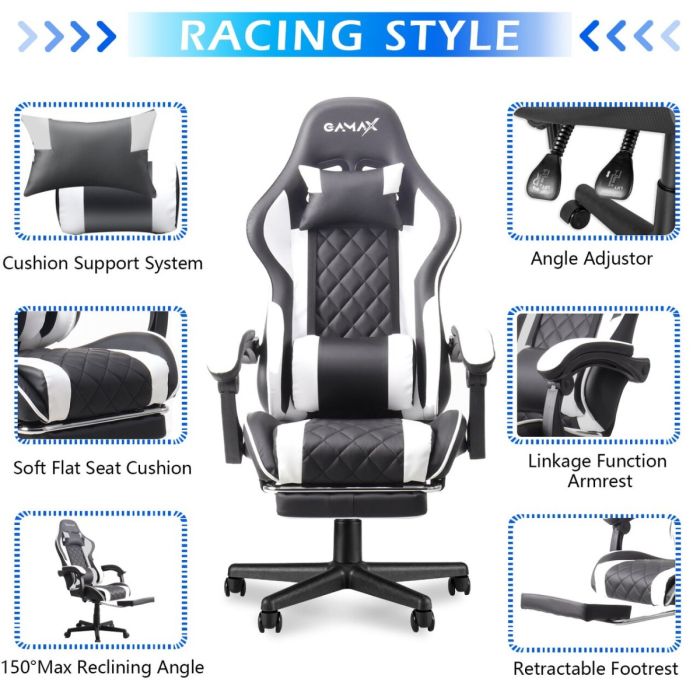 Armrest Gaming Chair with Retractable Footrest by Gamax
