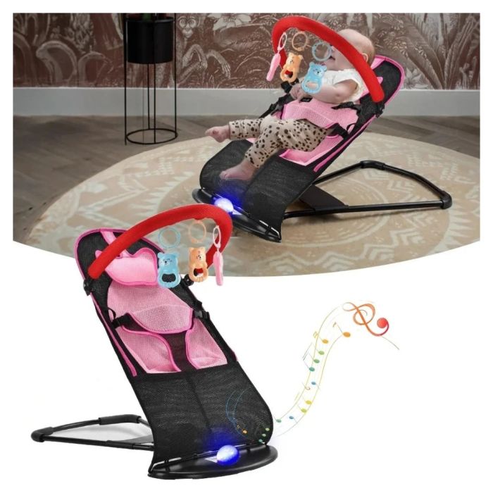 Baby Bouncer Chair with Music and Detachable Toys Bar