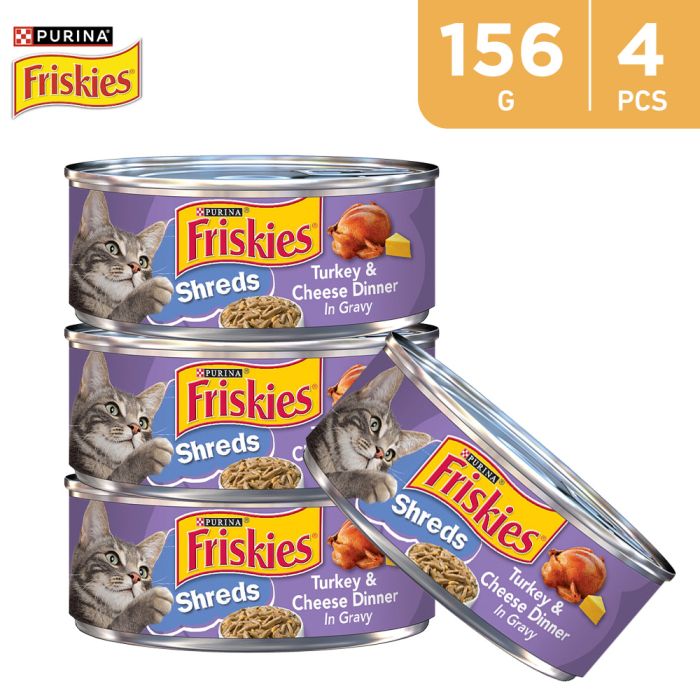 Friskies Savory Shreds Turkey Cheese 4 x 156g