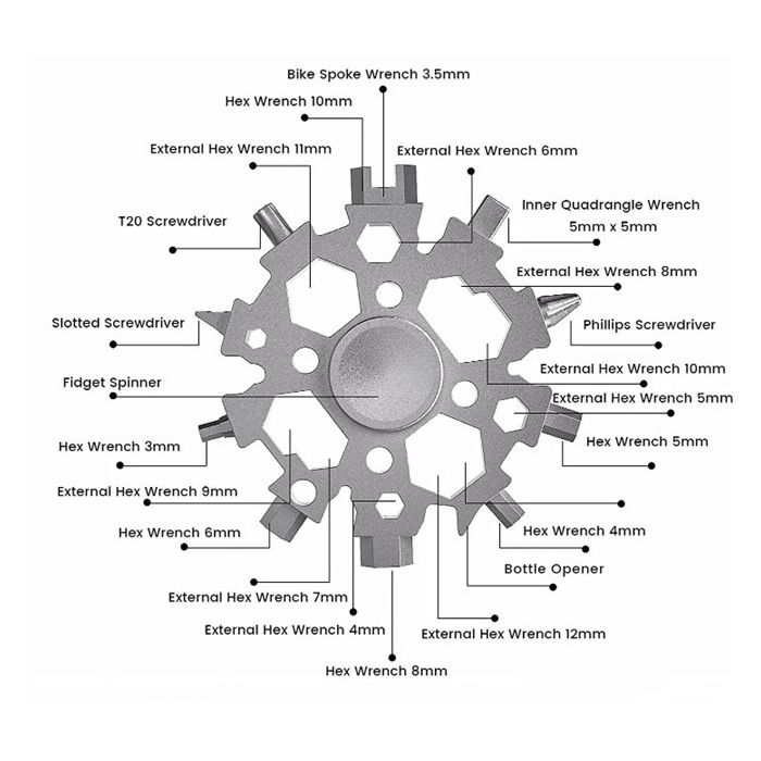 Mini Pocket Tool Fidget Spinner 23 Use Assorted Colors